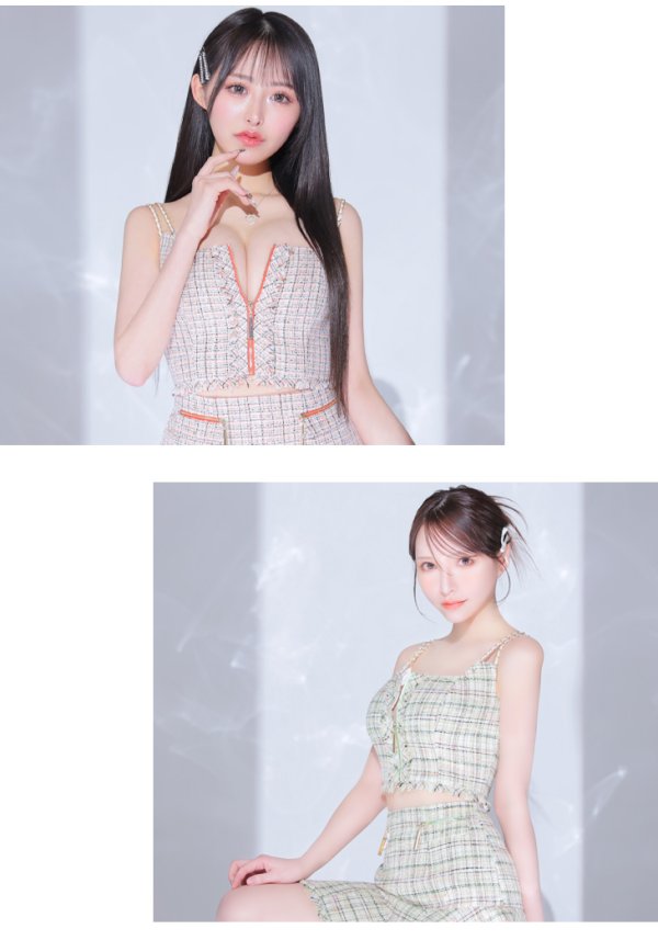 画像10: XSサイズあり【ANIER./アニエル】【ROBE de FLEURS/ローブドフルール】setup cami check tweed dress/ セットアップ/ キャミソール/ チェック/ ツイード/ ミニドレス/ キャバドレス[OF08]