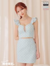 XSサイズあり【Anier ROBE./アニエルローブ】【ROBE de FLEURS/ローブドフルール】dot bust cut frill setup dress/ セットアップ/ 2ピース/ ノースリーブ/ ドット/ シアー/ ミニドレス/ キャバドレス[OF2]