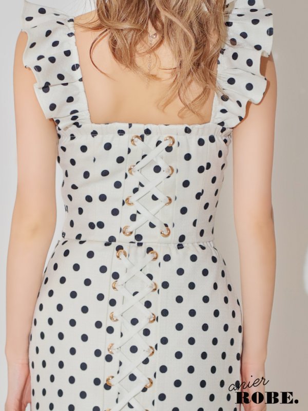 画像10: XSサイズあり【ANIER./アニエル】【ROBE de FLEURS/ローブドフルール】dot bust cut frill setup dress/ セットアップ/ 2ピース/ ノースリーブ/ ドット/ シアー/ ミニドレス/ キャバドレス[OF08]