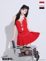 XSサイズあり【Anier ROBE./アニエルローブ】【ROBE de FLEURS/ローブドフルール】ファーチョーカー取り外し可能/ Ribbon suede flared setup mini Santa/ セットアップ/ ミニドレス/ キャバドレス[OF02]【一部予約商品/5月下旬発送予定】