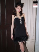 XSサイズあり【ANIER./アニエル】【ROBE de FLEURS/ローブドフルール】Sparkly ribbons voluminous fur cat ears halloween dress/ キャット/ コスプレ/ ミニドレス/ キャバドレス[OF02]