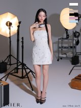【予約商品/11月上旬発送予定】XSサイズあり【ANIER./アニエル】【ROBE de FLEURS/ローブドフルール】Simple bear bijou mini dress/ シンプル/ ベア/ ビジュー/ ミニドレス/ キャバドレス[OF08]