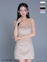 【予約商品/11月上旬発送予定】XSサイズあり【ANIER./アニエル】【ROBE de FLEURS/ローブドフルール】Simple bear bijou mini dress/ シンプル/ ベア/ ビジュー/ ミニドレス/ キャバドレス[OF08]