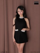 【予約商品/1月上旬発送予定】XSサイズあり【ANIER./アニエル】【ROBE de FLEURS/ローブドフルール】Glitter flannel halter pearl mini dress/ グリッター/ フランネル/ ホルター/ パール/ ミニドレス/ キャバドレス[OF08]