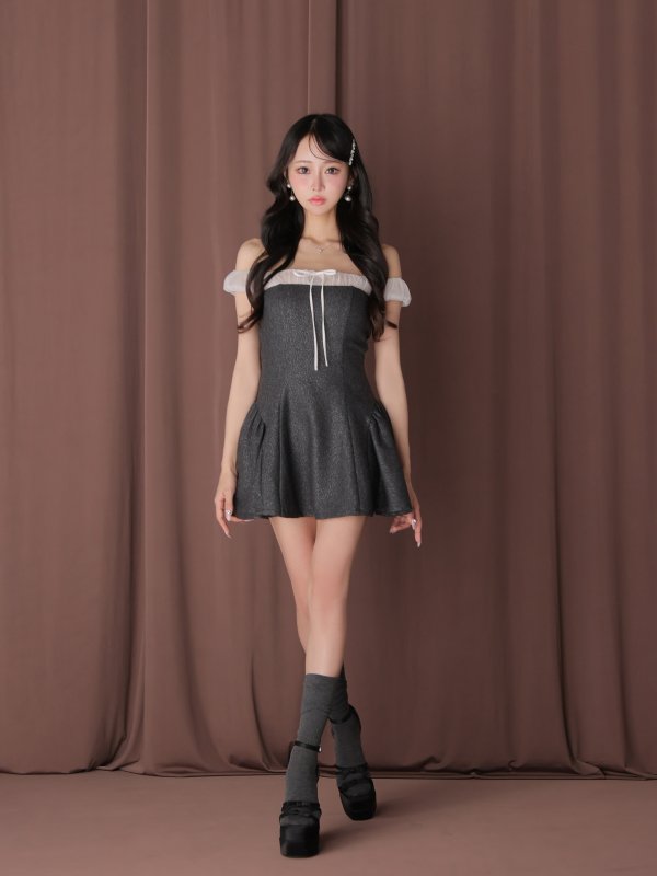 グレー　モデル：まりあ　身長：154cm　着用サイズ：Sサイズ