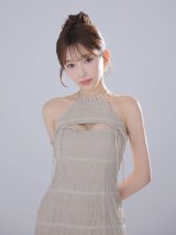 XSサイズあり【ANIER./アニエル】【ROBE de FLEURS/ローブドフルール】Chiffon halter neck bust cutout tight mini dress/ シフォン/ ホルターネック/ バストカットアウト/ タイト/ ミニドレス/ キャバドレス[OF08]