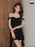 再入荷商品【ANIER./アニエル】【ROBE de FLEURS/ローブドフルール】haze offshoulder mini dress/ フリル/ ツイル/ オフショルダー/ ミニドレス/ キャバドレス[OF05]