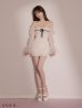 ピンクベージュ モデル：はな　身長：159cm　着用サイズ：Sサイズ