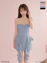 XSサイズあり【ANIER./アニエル】【ROBE de FLEURS/ローブドフルール】Minimal bijou trim ruffled mini dress/ ラッフルフリル/ ビジュー/ ベア/ シンプル/ タイト/ ミニドレス/ キャバドレス[OF08]