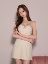 【予約商品/10月中旬発送予定】【ANIER./アニエル】【ROBE de FLEURS/ローブドフルール】Frost Bijou Dress/ ハートカット/ リボン/ ビジュー/ ラメ/ ツイル/ フレア/ ミニドレス/ キャバドレス[OF05]