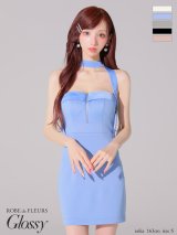 XSサイズあり【ROBE de FLEURS Glossy/ローブ・ド・フルール グロッシー】2way/ チョーカー風/ バストジップ/ タイト/ ミニドレス/ キャバドレス[OF2]