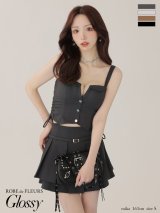 【予約商品/8月下旬発送予定】XSサイズあり【Glossy/グロッシー】サイドドロスト/ プリーツ/ フレア/ セットアップ/ ミニドレス/ キャバドレス[OF08]