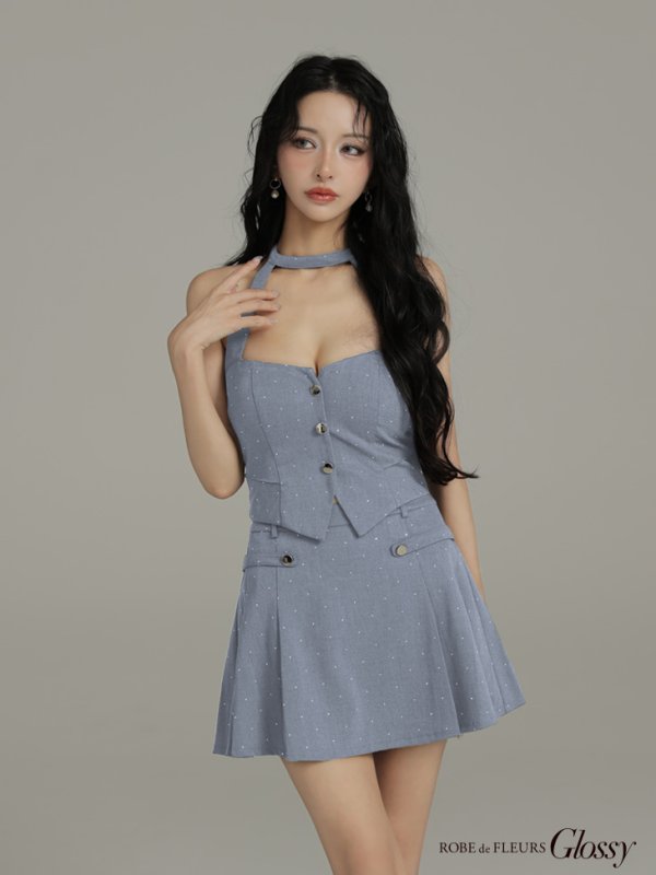 ブルー　モデル：まおちゃる　身長：158cm　着用サイズ：Sサイズ