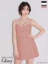 XSサイズあり【Glossy/グロッシー】フロントレース/ セットアップ/ フレア/ ミニドレス/ キャバドレス[OF2]