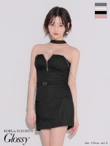 【予約商品/8月上旬発送予定】XSサイズあり【Glossy/グロッシー】チョーカーデザイン/ バストジップ/ セットアップ/ タイト/ ミニドレス/ キャバドレス[OF2]