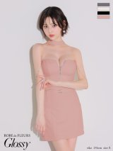 【予約商品/8月上旬発送予定】XSサイズあり【Glossy/グロッシー】チョーカーデザイン/ バストジップ/ セットアップ/ タイト/ ミニドレス/ キャバドレス[OF2]