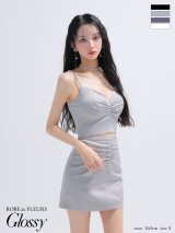 【予約商品/6月下旬発送予定】XSサイズあり【Glossy/グロッシー】サテン/ ギャザー/ セットアップ/ タイト/ ミニドレス/ キャバドレス[OF2]