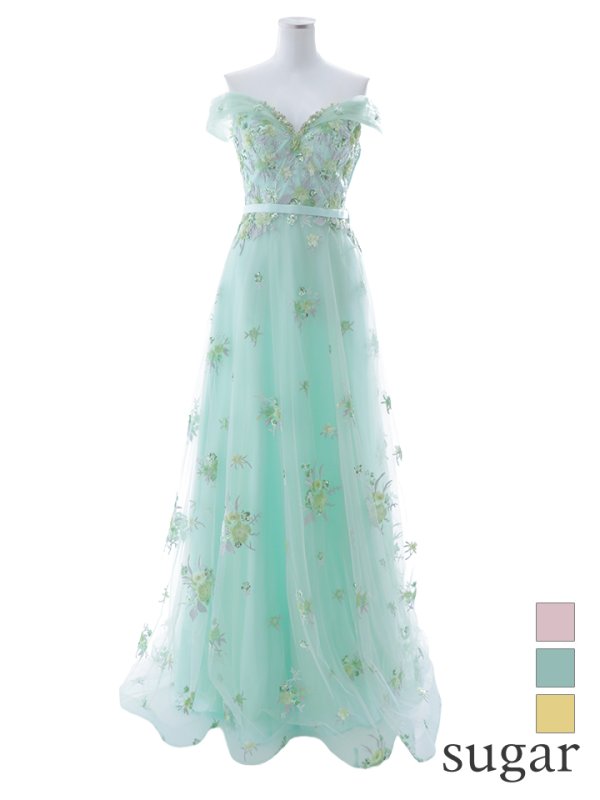 画像32: 【関西コレクション着用】Lサイズあり【JEAN MACLEAN/ジャンマクレーン】立体フラワー刺繍/ オフショル/ ネット/ レース/ Aライン/ ロングドレス/ キャバドレス long[OF2A]