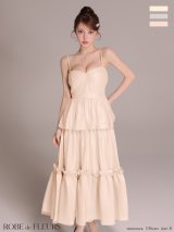 【予約商品/9月上旬発送予定】XS-Lサイズあり【ROBE de FLEURS/ローブドフルール】サテン/ ビーズ/ チュール/ ペプラム/ キャミ/ フレア/ ミモレ丈/ マキシ丈/ ワンピース/ ミディアムドレス/ キャバドレス[OF08]