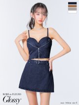【予約商品/9月下旬発送予定】XSサイズあり【Glossy/グロッシー】ジップデザイン/ デニム/ セットアップ/ ミニドレス/ キャバドレス[OF08]