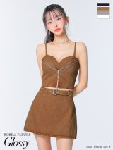 【予約商品/9月下旬発送予定】XSサイズあり【Glossy/グロッシー】ジップデザイン/ デニム/ セットアップ/ ミニドレス/ キャバドレス[OF08]