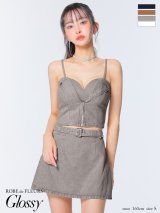 【予約商品/9月下旬発送予定】XSサイズあり【Glossy/グロッシー】ジップデザイン/ デニム/ セットアップ/ ミニドレス/ キャバドレス[OF08]