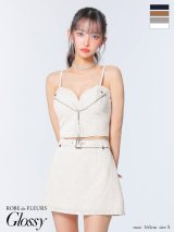 【予約商品/9月下旬発送予定】XSサイズあり【Glossy/グロッシー】ジップデザイン/ デニム/ セットアップ/ ミニドレス/ キャバドレス[OF08]