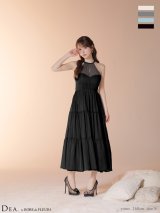 【予約商品/12月下旬発送予定】Lサイズあり【DEA./ディア】ラメ/ シフォン/ ホルターネック/ シースルー/ シンプル大人系/ ミディアムドレス/ キャバドレス long[OF08]