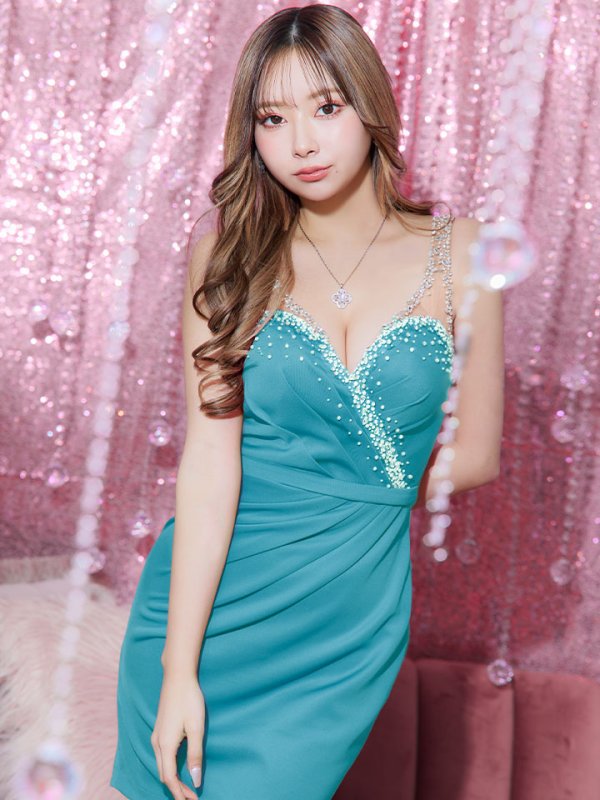 画像18: XSサイズあり【IRMA/イルマ】パール/ タック/ ワンカラー/ ノースリーブ/ シアー/ タイト/ ミニドレス/ キャバドレス【HC02】