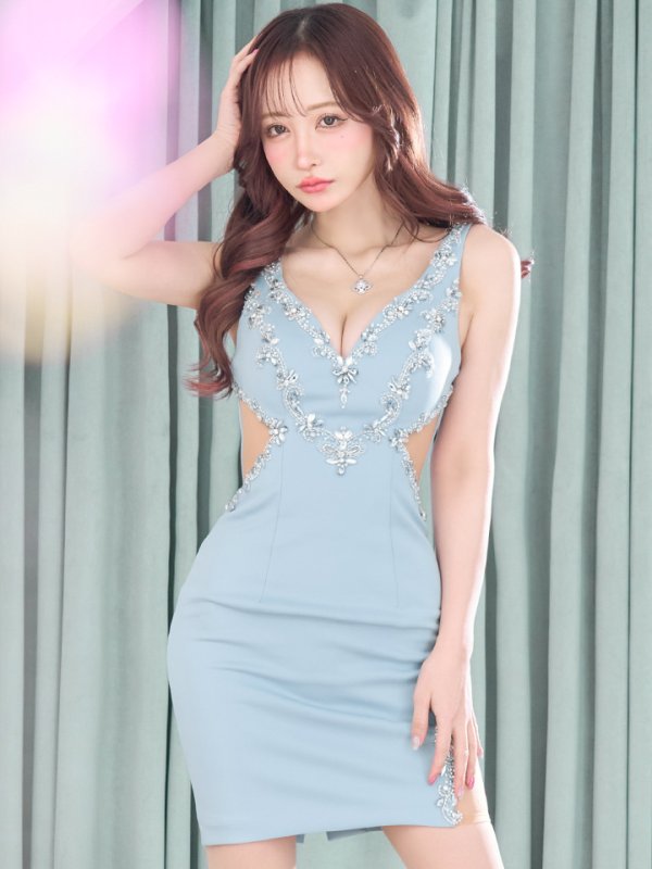 画像9: sugarオリジナルカラー・XSサイズあり【IRMA/イルマ】ワンカラー/ ビジュー刺繍/ ノースリーブ/ サイドシアー/ タイト/ ミニドレス/ キャバドレス【HC02】