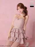 XSサイズあり【ROBE de FLEURS/ローブドフルール】ストーン/ ワンショルダー/ ティアード/ フリル/ ツーピース/ フレア/ ミニドレス/ キャバドレス[OF08]