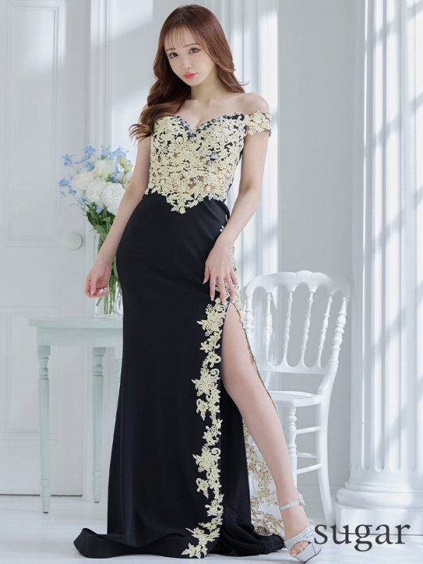 画像11: 【JEAN MACLEAN/ジャンマクレーン】オフショル/ 刺繍レース/ シアー/ スピンドル/ タイト/ ロングドレス/ キャバドレス long[OF2A]