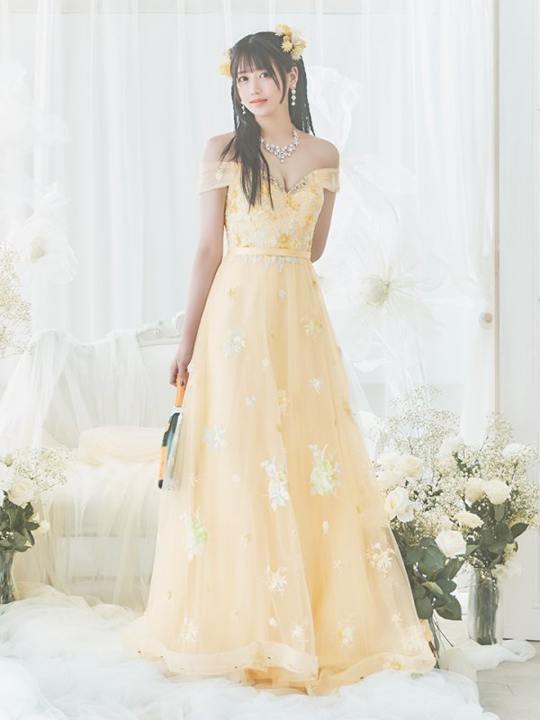 画像4: 【関西コレクション着用】Lサイズあり【JEAN MACLEAN/ジャンマクレーン】立体フラワー刺繍/ オフショル/ ネット/ レース/ Aライン/ ロングドレス/ キャバドレス long[OF2A]