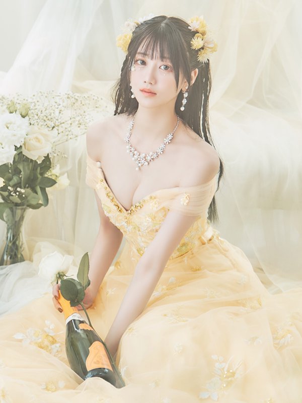 画像9: 【関西コレクション着用】Lサイズあり【JEAN MACLEAN/ジャンマクレーン】立体フラワー刺繍/ オフショル/ ネット/ レース/ Aライン/ ロングドレス/ キャバドレス long[OF2A]