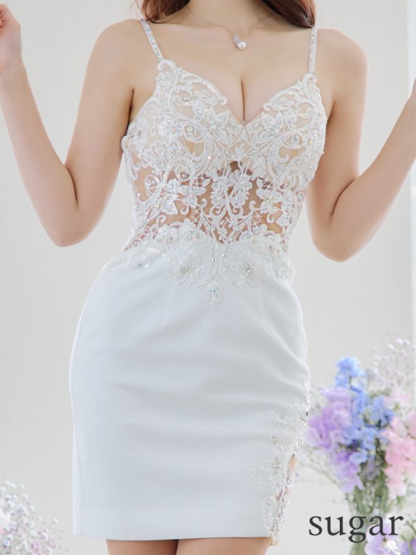 画像3: XSサイズあり【IRMA/イルマ】スパンコール刺繍/ シアー/ レース/ キャミソール/ タイト/ ミニドレス/ キャバドレス【HC02】