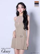 【予約商品/9月中旬発送予定】XSサイズあり【Glossy/グロッシー】シアー/ ホルターネック/ フレア/ ミニドレス/ キャバドレス[OF08]