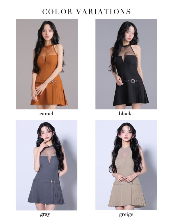 画像17: XSサイズあり【Glossy/グロッシー】シアー/ ホルターネック/ フレア/ ミニドレス/ キャバドレス[OF08]