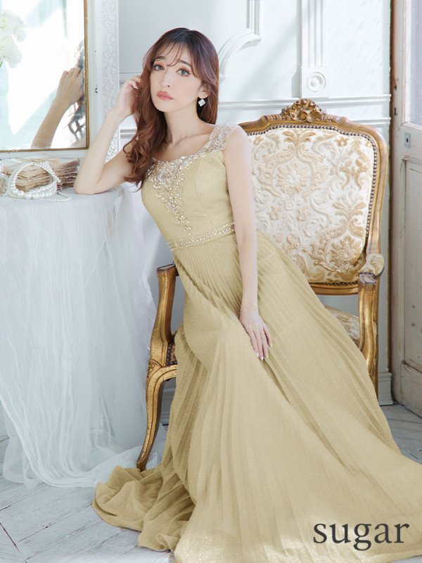 画像15: Lサイズあり【JEAN MACLEAN/ジャンマクレーン】ビジュー刺繍/ キャミソール/ レース/ シアー/ ラメニット/ Aライン/ ロングドレス/ キャバドレス long[OF2A]