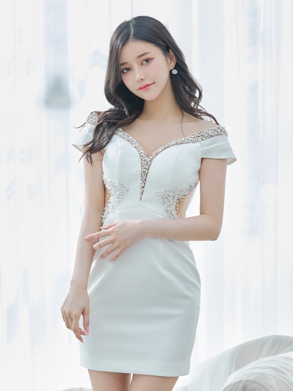 画像23: sugarオリジナルカラー・XSサイズあり【IRMA/イルマ】オフショル/ ビジュー/ ワンカラー/ サイドシアー/ タイト/ ミニドレス/ キャバドレス【HC02】