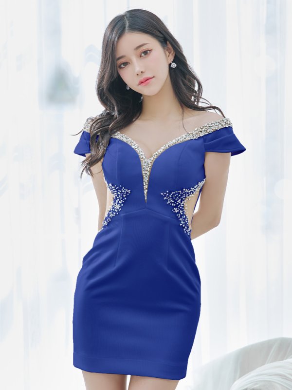 画像13: sugarオリジナルカラー・XSサイズあり【IRMA/イルマ】オフショル/ ビジュー/ ワンカラー/ サイドシアー/ タイト/ ミニドレス/ キャバドレス【HC02】