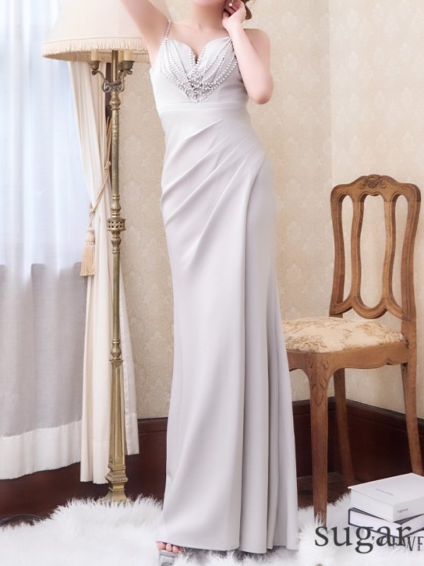 画像8: 【JEAN MACLEAN/ジャンマクレーン】 パール/ キャミソール/ タック/ ワンカラー/ タイト/  ロングドレス/ キャバドレスlong【HC02】