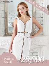 【決算SALE開催中！! 】Lサイズあり【JEAN MACLEAN/ジャンマクレーン】ノースリーブ/ ワンカラー/ ジップ/ タック/ パイピング/ タイト/ ミディアムドレス/ キャバドレス【HC02】