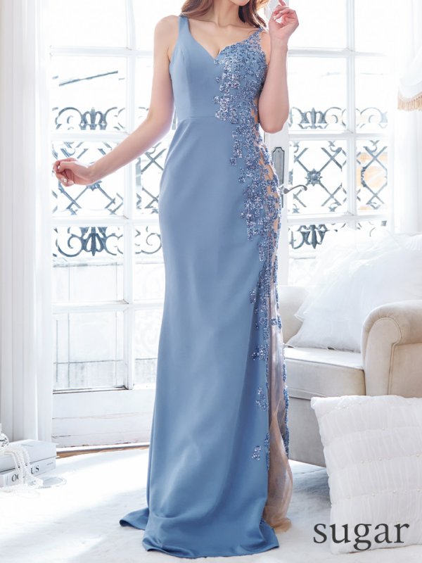 画像11: Lサイズあり【JEAN MACLEAN/ジャンマクレーン】マーメイド/ ノースリーブ/ ワンカラー/ ビーズ刺繍/ サイドシアー/ ロングドレス/ キャバドレスlong[OF2A]