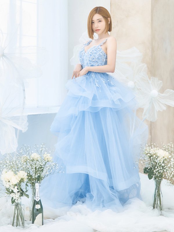 画像15: Lサイズあり【JEAN MACLEAN/ジャンマクレーン】ビーズ刺繍/ チュール/ キャミソール/ レース/ フレア/ プリンセス/ ロングドレス/ キャバドレス long[OF2A]