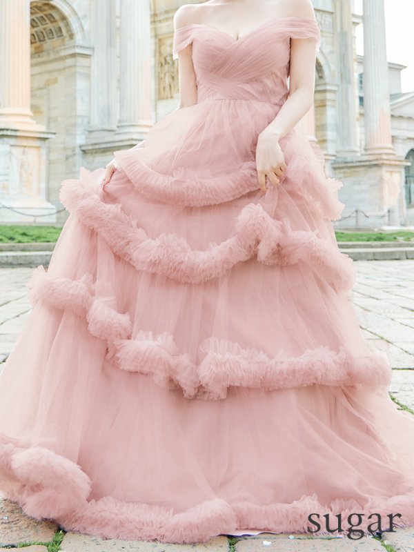 画像16: Lサイズあり【JEAN MACLEAN/ジャンマクレーン】オフショル/ フリル/ ネット/ スピンドル/ プリンセス/ ロングドレス/ キャバドレス long[OF2A]