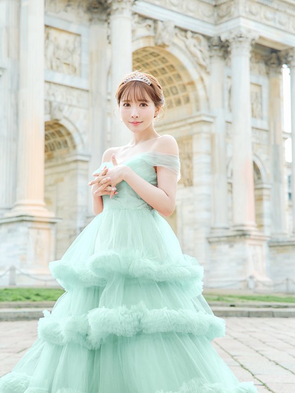 画像7: Lサイズあり【JEAN MACLEAN/ジャンマクレーン】オフショル/ フリル/ ネット/ スピンドル/ プリンセス/ ロングドレス/ キャバドレス long[OF2A]