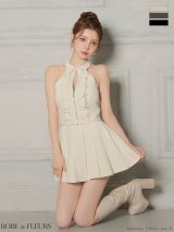 【予約商品/11月下旬発送予定】XSサイズあり【ROBE de FLEURS/ローブドフルール】レース/ ハイネック/ セットアップ/ フレア/ ミニドレス/ キャバドレス[OF08]