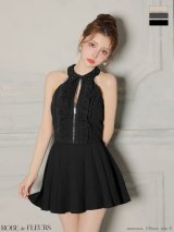 【予約商品/11月下旬発送予定】XSサイズあり【ROBE de FLEURS/ローブドフルール】レース/ ハイネック/ セットアップ/ フレア/ ミニドレス/ キャバドレス[OF08]