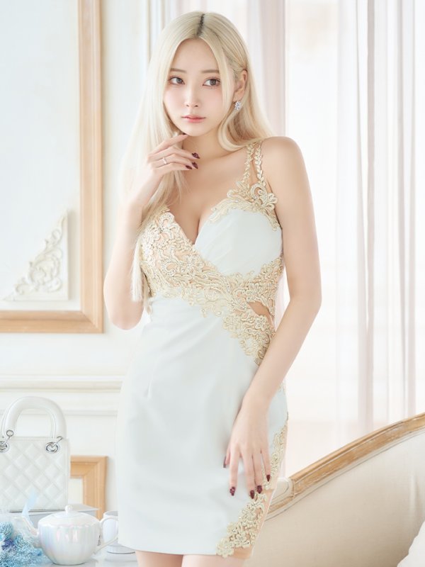 画像6: XSサイズあり【IRMA/イルマ】刺繍/ シアーレース/ ノースリーブ/ ワンカラー/ タイト/ ミニドレス/ キャバドレス【HC02】