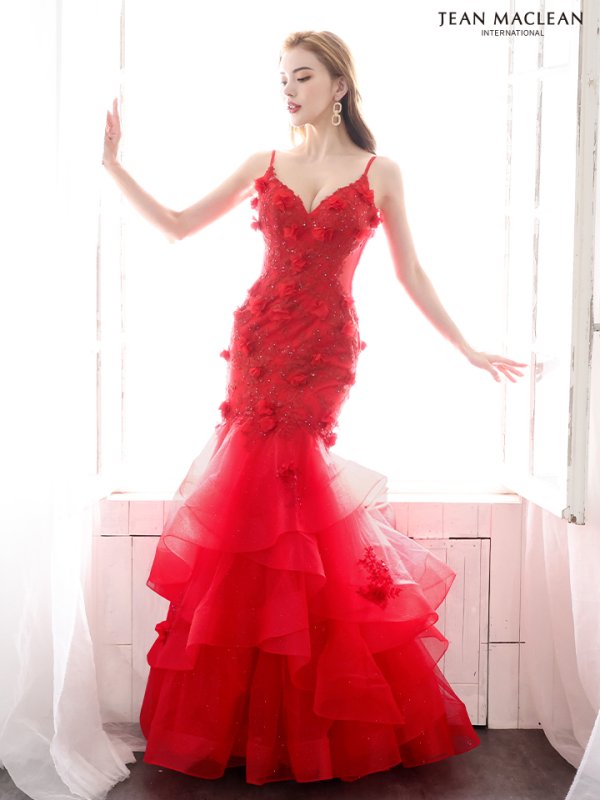 画像7: 【JEAN MACLEAN/ジャンマクレーン】立体フラワー/ 刺繍/ キャミソール/ 裾フリル/ マーメイド/ ロングドレス/ キャバドレス long[OF2A]